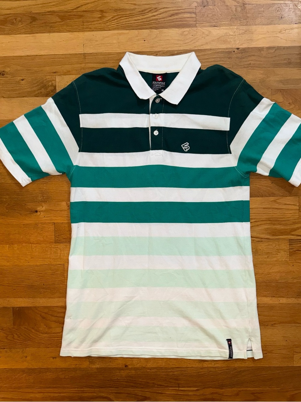 South Pole Green & White Striped Boys' Polo